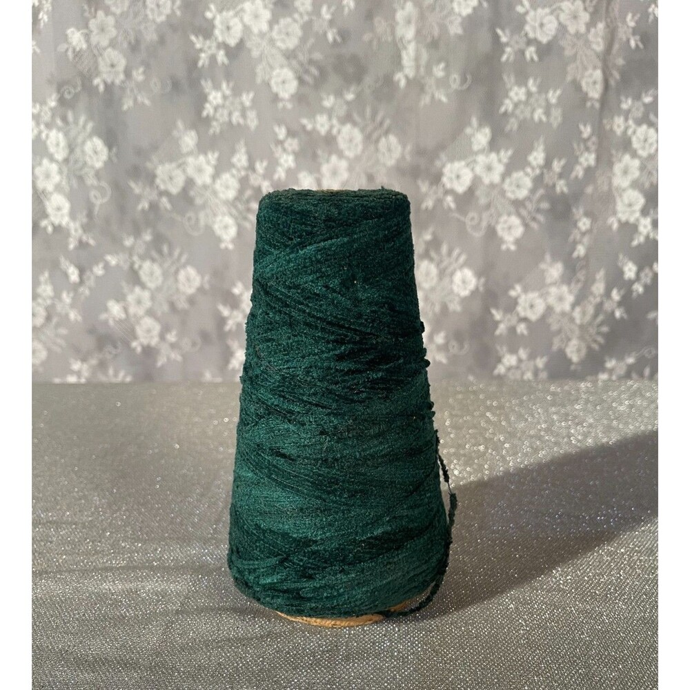 Vintage Forest Green Nylon Rayon Yarn Cone Spool Knitting Weaving Loom Crochet